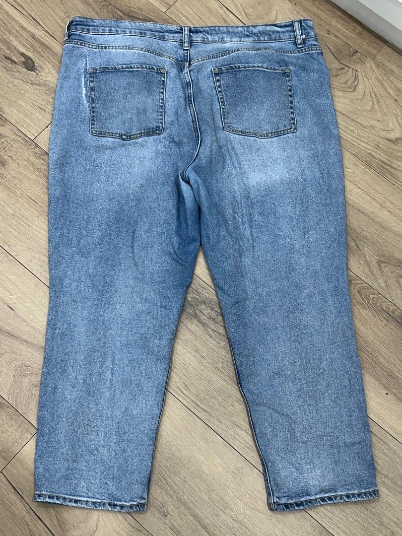 Blue Ripped High Waist Mom Jeans by Wild Fable / Bigsize Jumbo Oversize ...