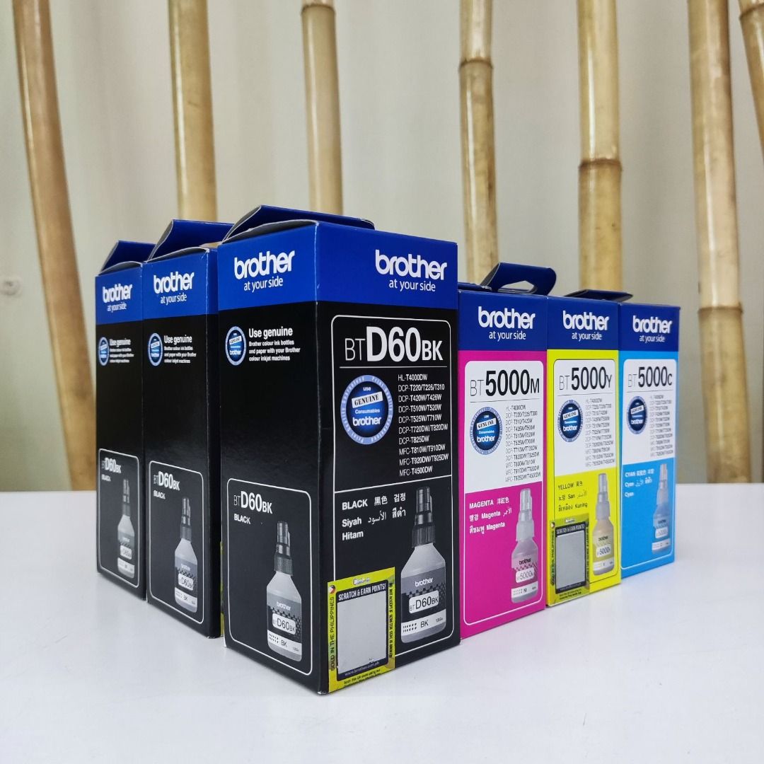BROTHER GENUINE INK SET OF 4 COLORS ( BTD60BK, BT5000Y, BT5000C ...
