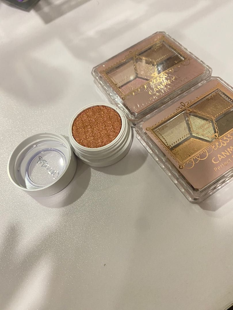 Canmake eye shadow (Category: Makeup) located in Manila. Submitted by berieltan (Listing ID 1197686472, Image 3). Description: 1 brand new canmake eyeshadow 10 1 used canmake eyeshadow 16 FREE: 1 colourpop arrow(ultra glitter) .