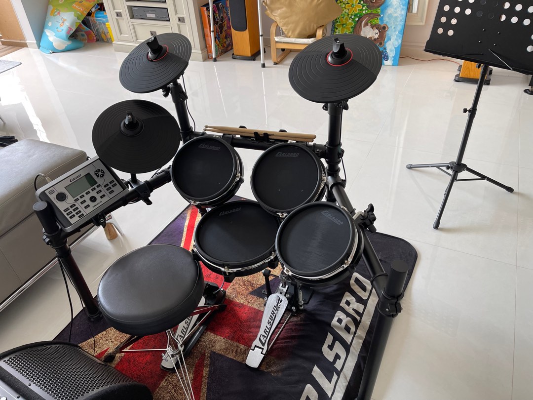 Carlsbro CSD400 Mesh Electronic Drum Kit with stool, carpet, notestand