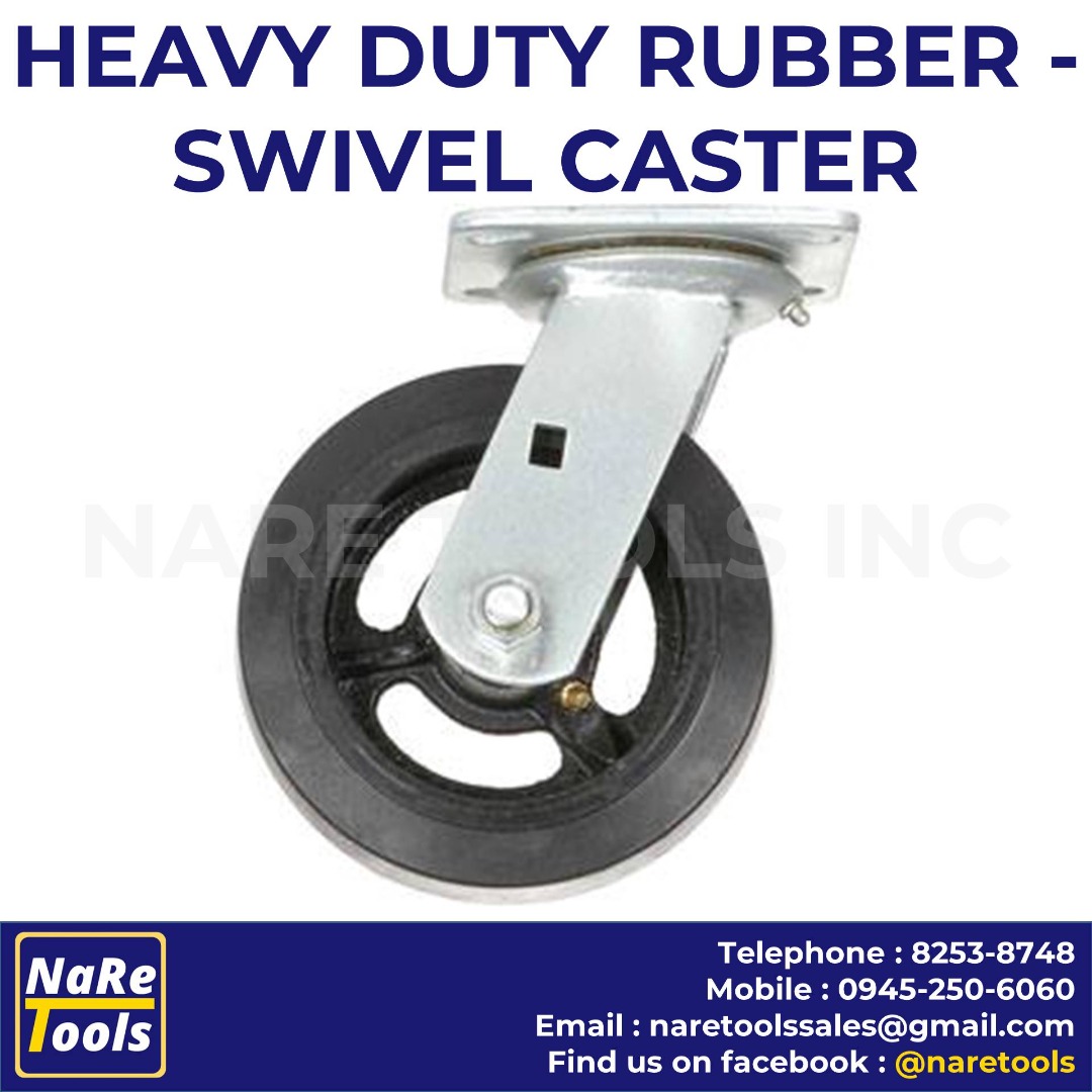 CASTER WHEEL Heavy Duty Rubber Swivel Caster Wheel, Commercial