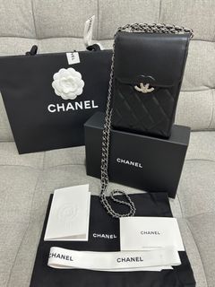 New CHANEL 23 Wallet on Chain Caviar Leather Black WOC Bag Gold MICROCHIP  FRANCE