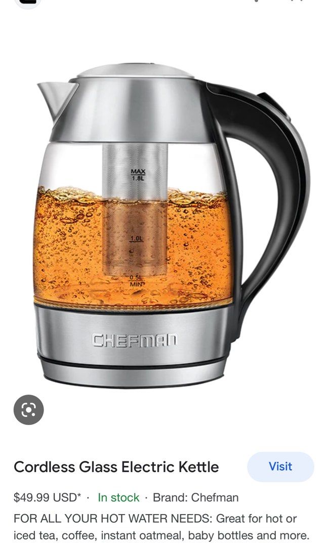 Chefman kettle 120V AC, TV & Home Appliances, Kitchen Appliances