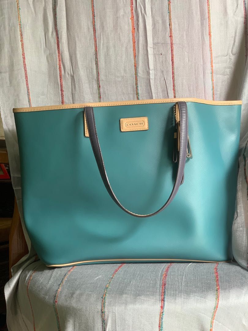 Coach Porcelain Blue Park Metro Saffiano Leather Tote