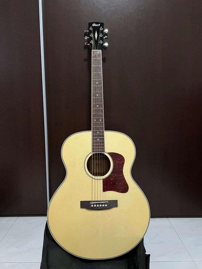 Cort CJ-MEDX-NAT-W Acoustic Guitar w/Bag, Natural Glossy, Hobbies ...