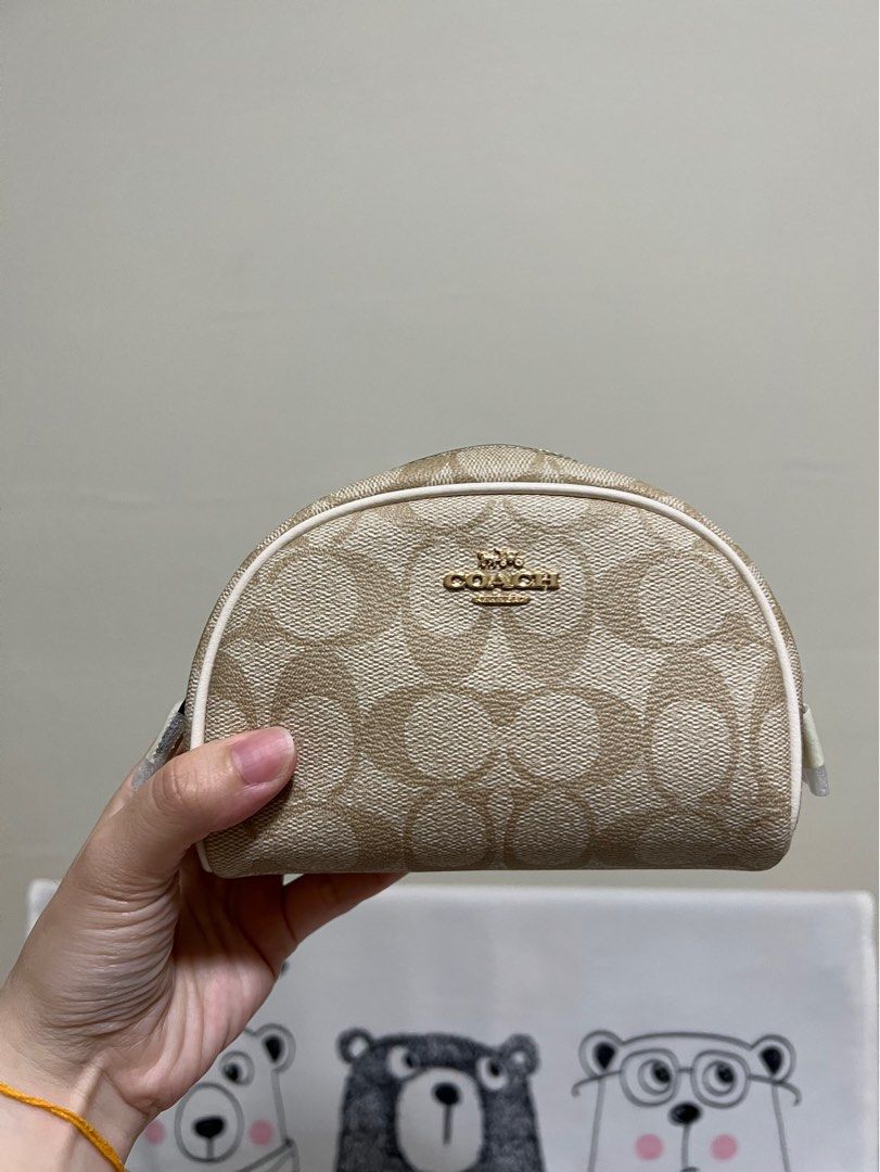 Coach Dome Cosmetic Case In Signature Canvas, Women's Fashion, Bags