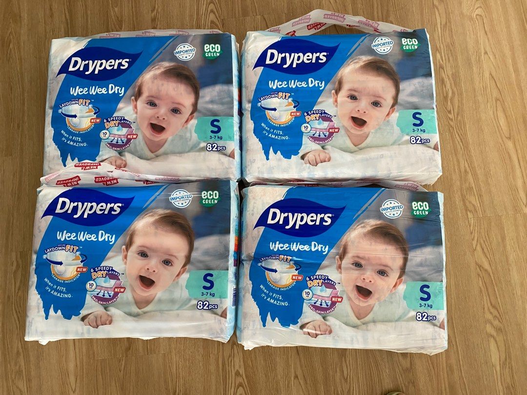 Drypers Wee Wee Dry Diapers. 4 packets, Babies & Kids, Bathing