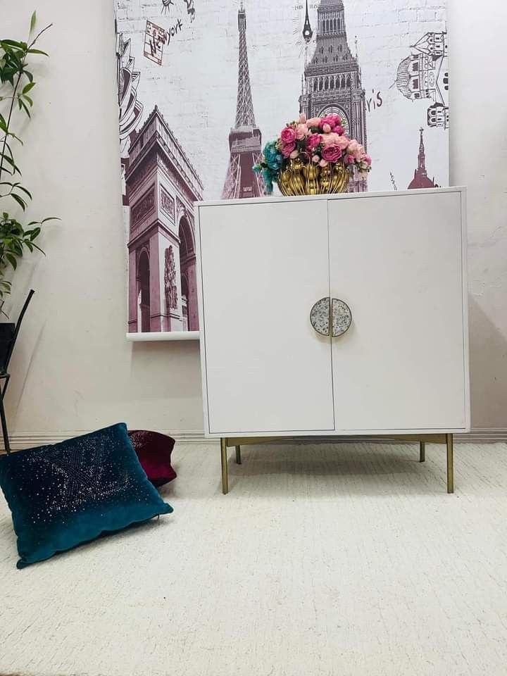 Elegant Greta Wine Bar Cabinet from Brosa (Australia) ✅Solid Mango Wood ✅Iron-base leg ✅7-wine bottle holder ✅Almost in very good condition ✅L35 W18 H39inches (Category: Shelves, Cabinets & Racks) located in Manila. Submitted by Hezcki (Listing ID 1197678160, Image 1). Description: .