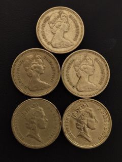 Elizabeth II - One Pound 1983(X1) 1984(X2) 1985(X1) 1990(X1) - UK