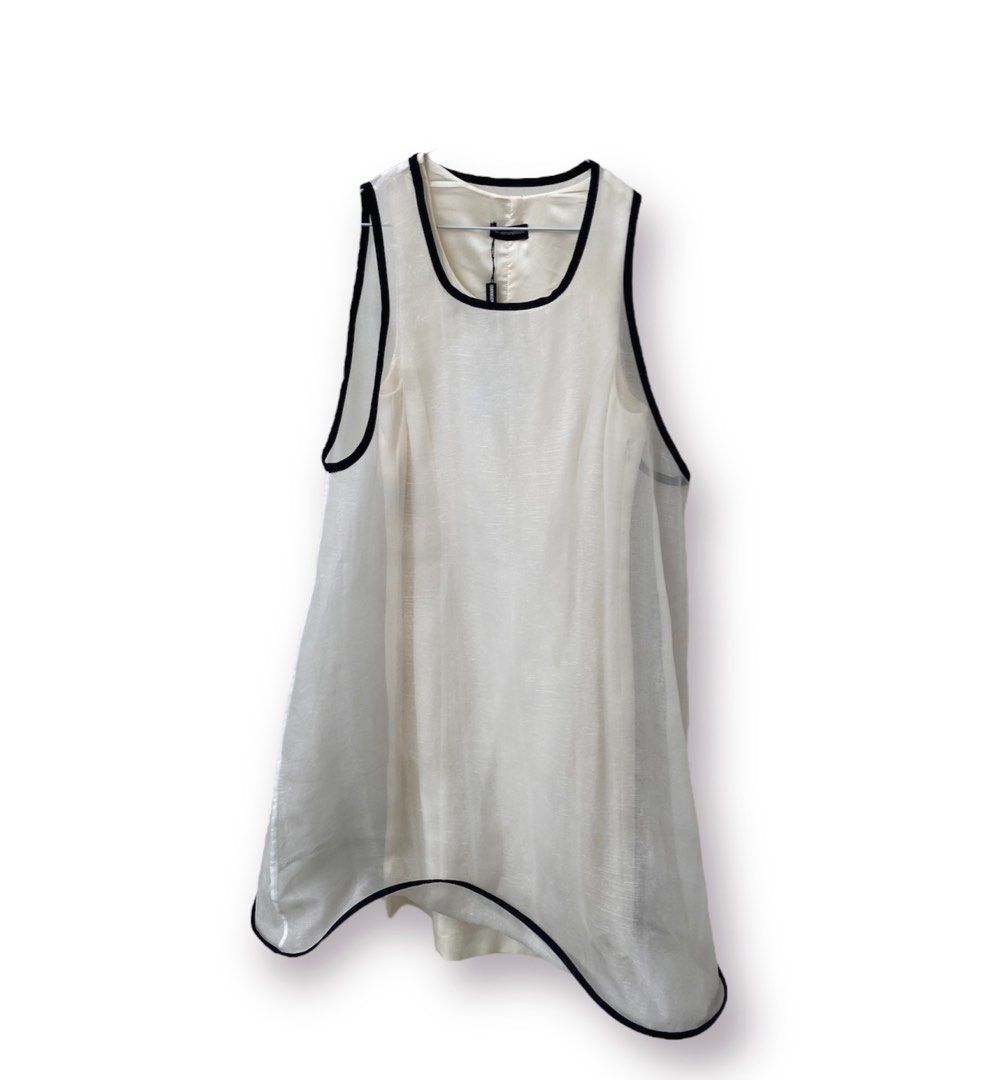 Emporio Armani White Dress Vintage Black Lining, Fesyen Wanita