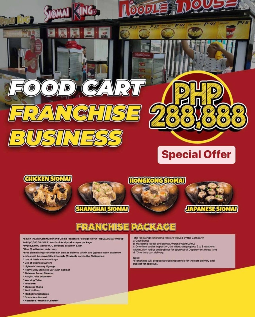 Food Cart Franchise Siomai King, Noodle House and more, Food & Drinks