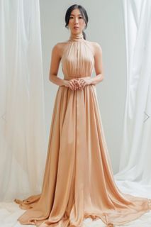 PROMO! FOR RENT Gold Satin Gown dress