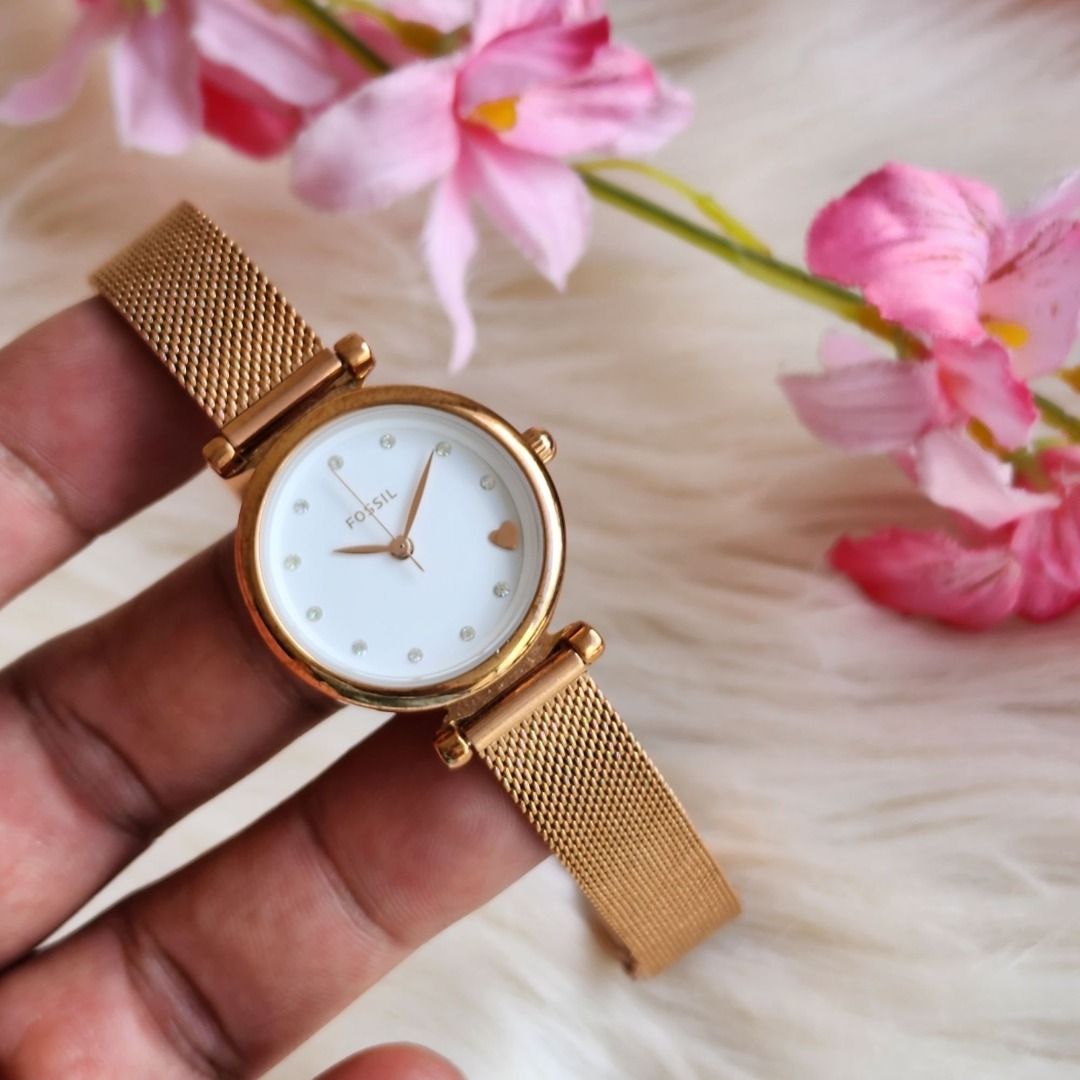 Fossil ES4505 Carlie Mini Three Hand Rose Rose Gold Tone Stainless Steel Watch