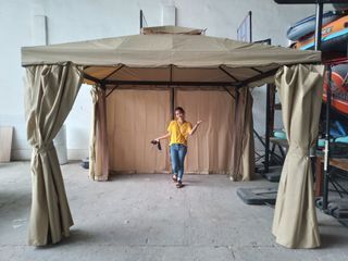 Gazebo Tent with Drapes and Mesh Curtains 3 Meters x 3 Meters