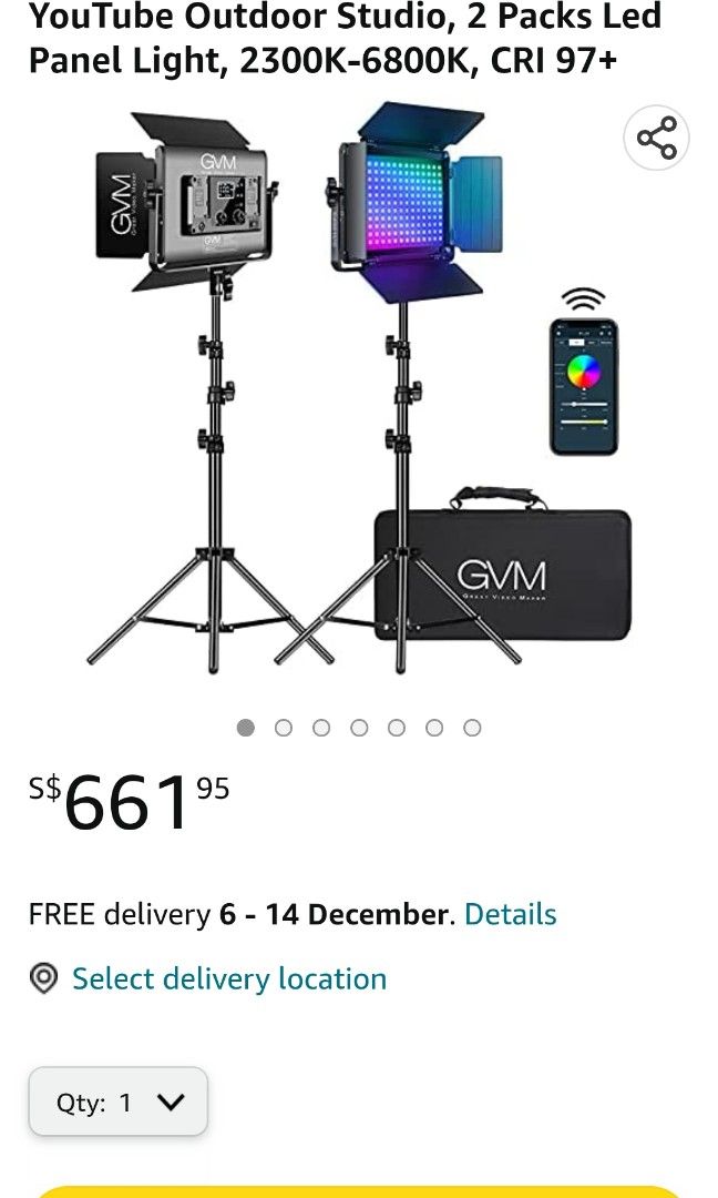 GVM 560 LED Video Light, Dimmable Bi-Color, Packs Photography Lighting  with APP Intelligent Control System, Lighting for YouTube, Studio, Outdoor, Video  Lighting Kit, 2300K-6800K, CRI 97+, Photography, Photography Accessories,  Lighting 