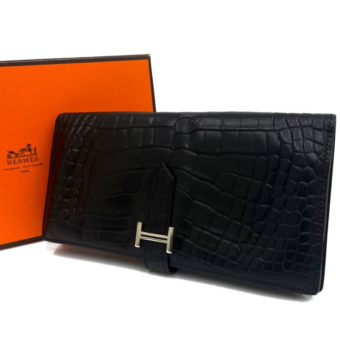HERMES愛馬仕鱷魚皮長款錢包, 名牌, 手袋及銀包- Carousell