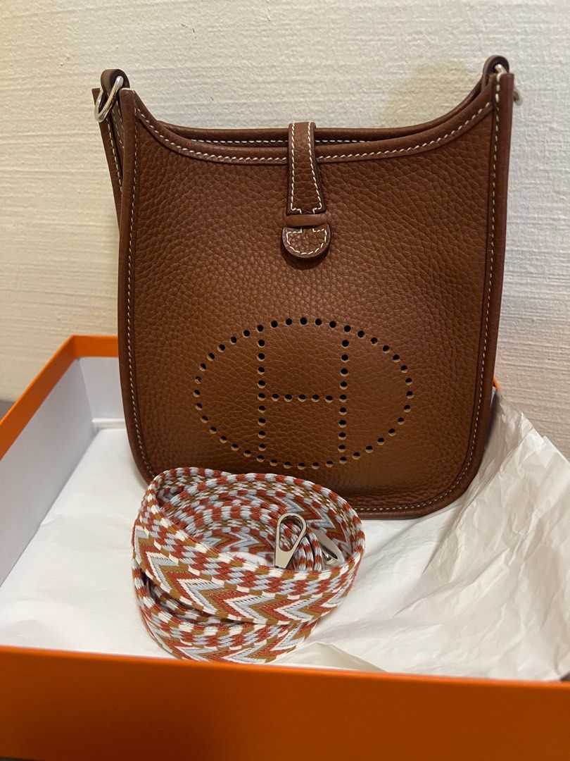 HERMES Evelyne TPM 16 Mini Gold Brown Maurice Taurillion Palladium