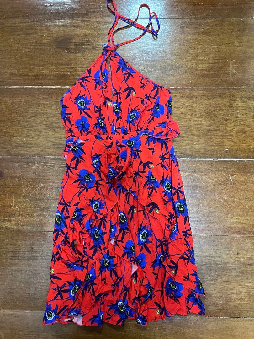 H&M Floral Patterned Halter-neck Dress, Women's Fashion, Dresses & Sets,  Dresses on Carousell