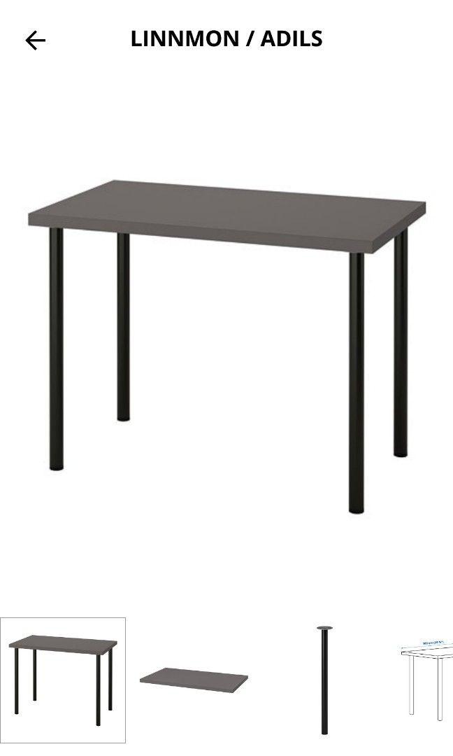IKEA LINNMON TABLE GREY COLOR, Furniture & Home Living, Furniture