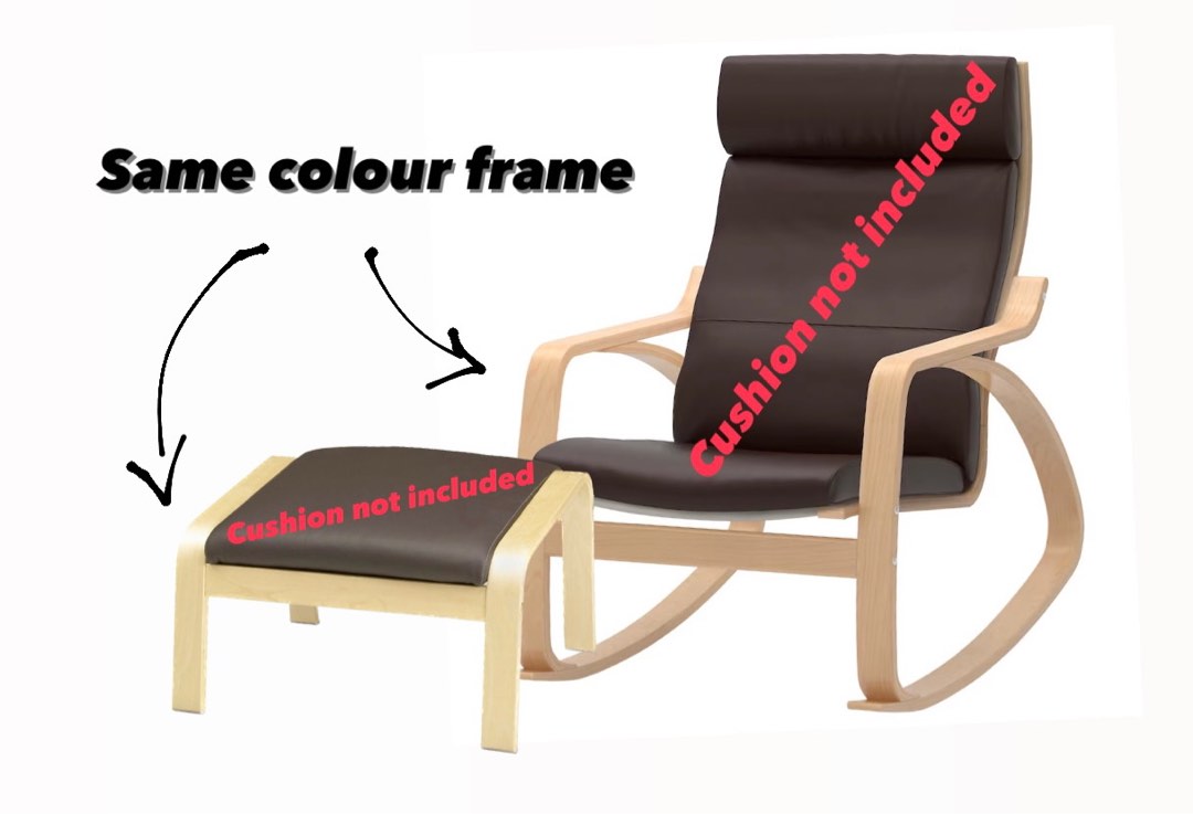 Ikea Poang RockingChair and FootStool Frame, Furniture & Home Living