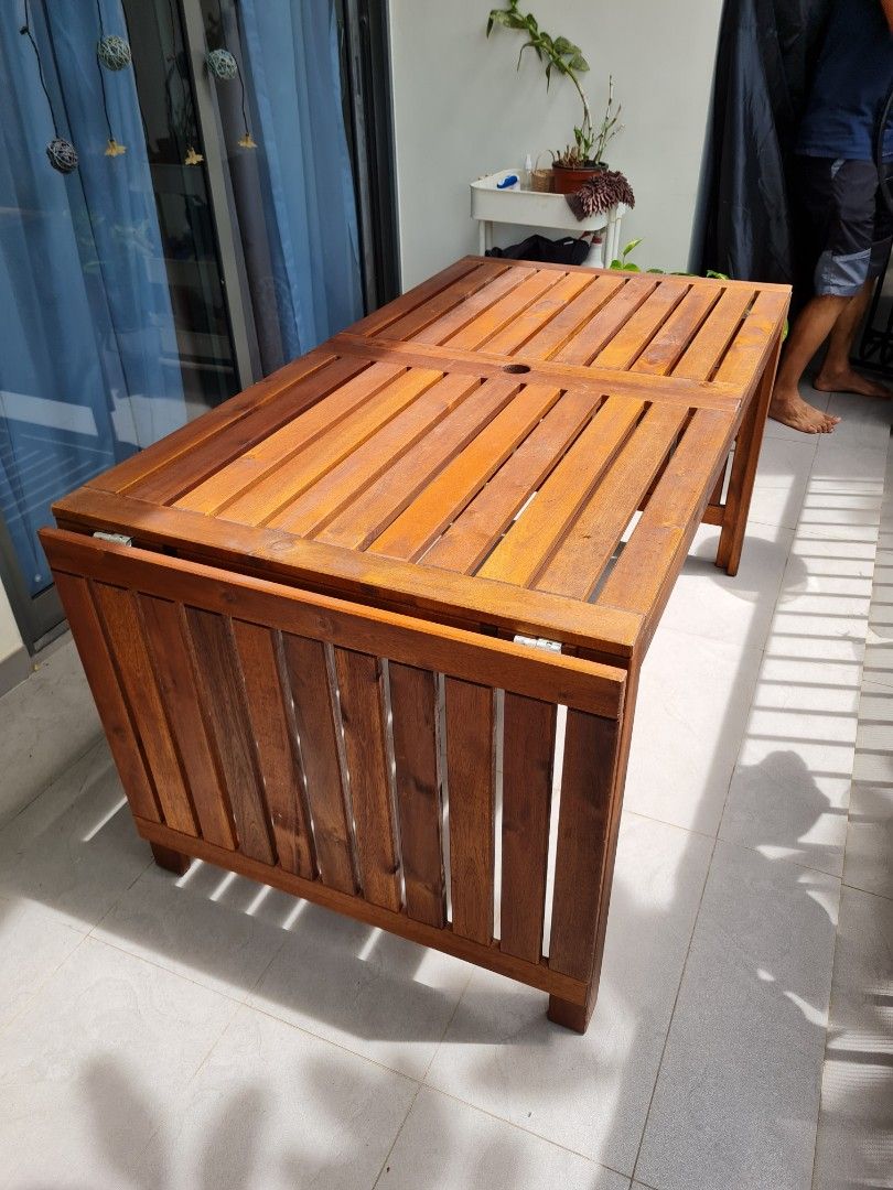 Ikea Wooden Outdoor Extendable Table, Furniture & Home Living, Outdoor