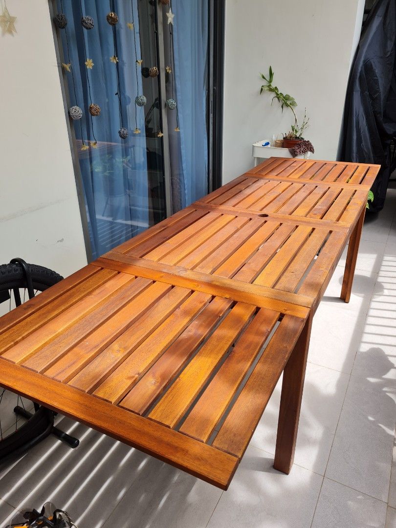 Ikea Wooden Outdoor Extendable Table, Furniture & Home Living, Outdoor