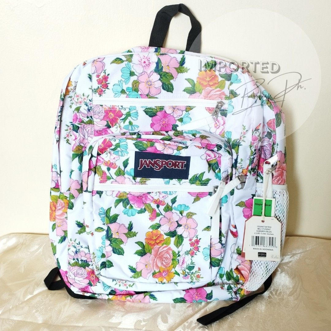 Jansport white 2025 field floral backpack