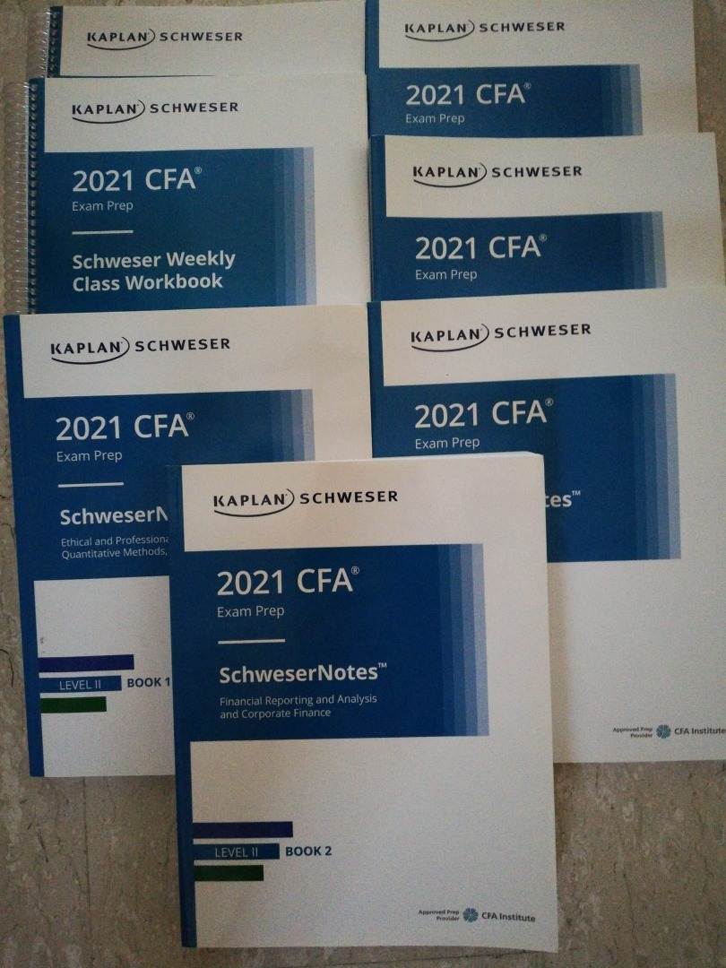 Kaplan Schweser CFA Level 2 2021 Books 15 + 2 wookbooks + Quicksheet