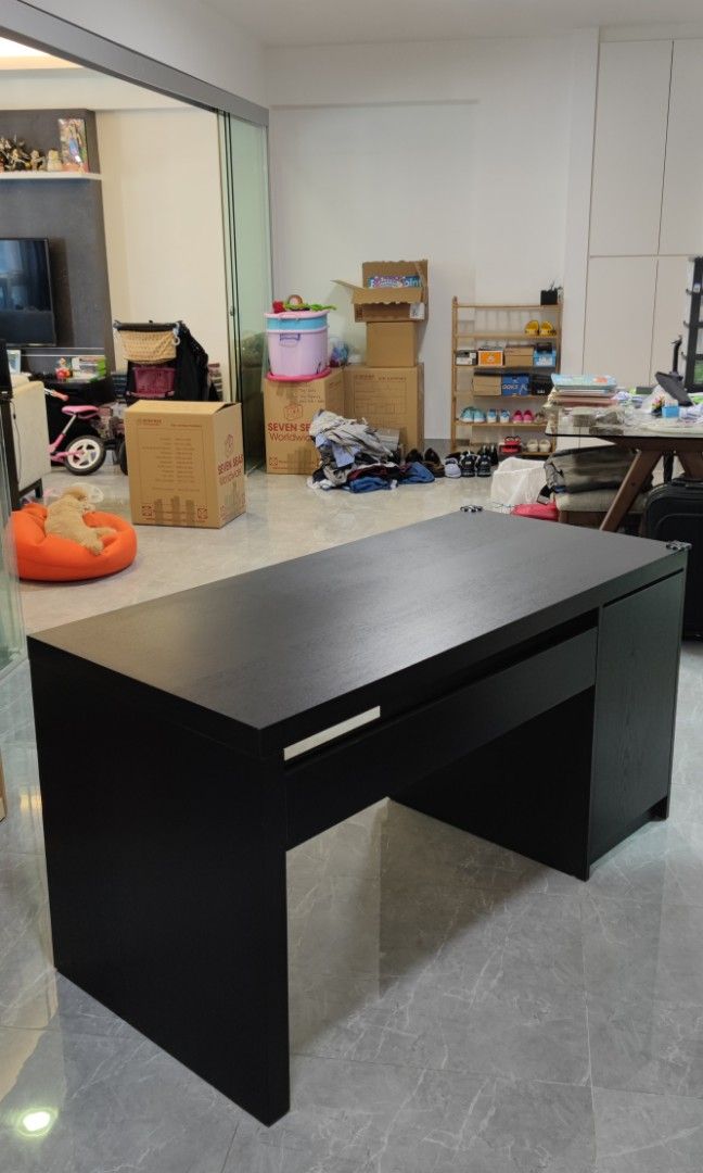 Malm Ikea Black Desk., Furniture & Home Living, Furniture, Tables