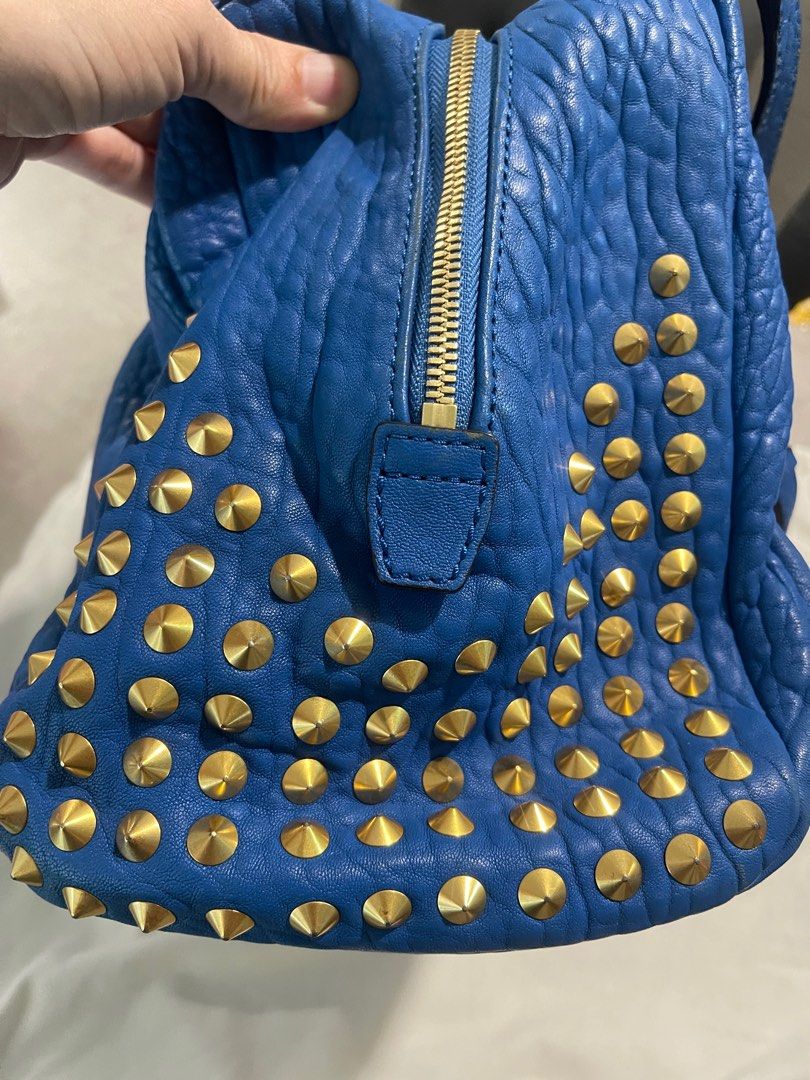 MCM blue bowling bag Luxury Bags Wallets on Carousell