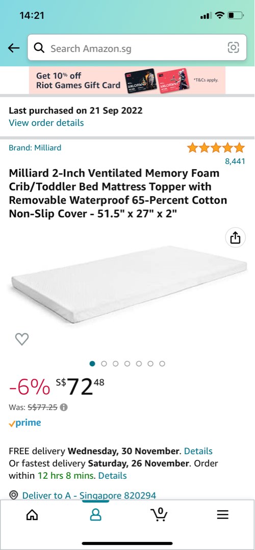 Milliard 2 inch Waterproof Crib and Toddler Memory Foam Mattress Topper