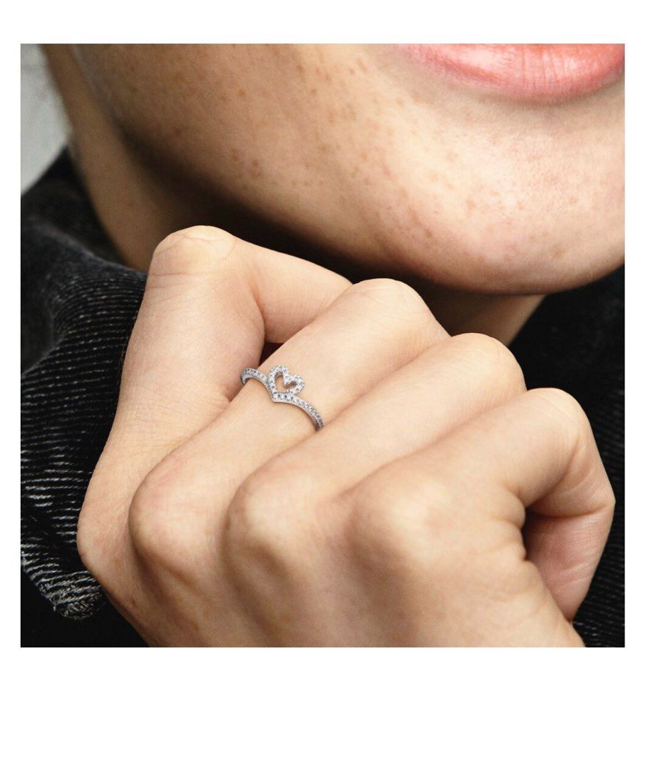 Pandora Ring Sparking Wishbone Heart Ring Women s Fashion