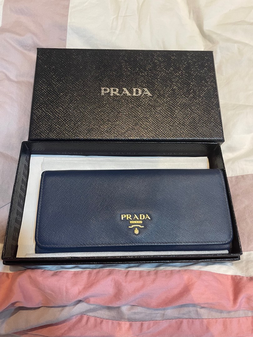 Prada 1M1132 Saffiano Metal Wallet - Bluette, Luxury, Bags & Wallets on ...