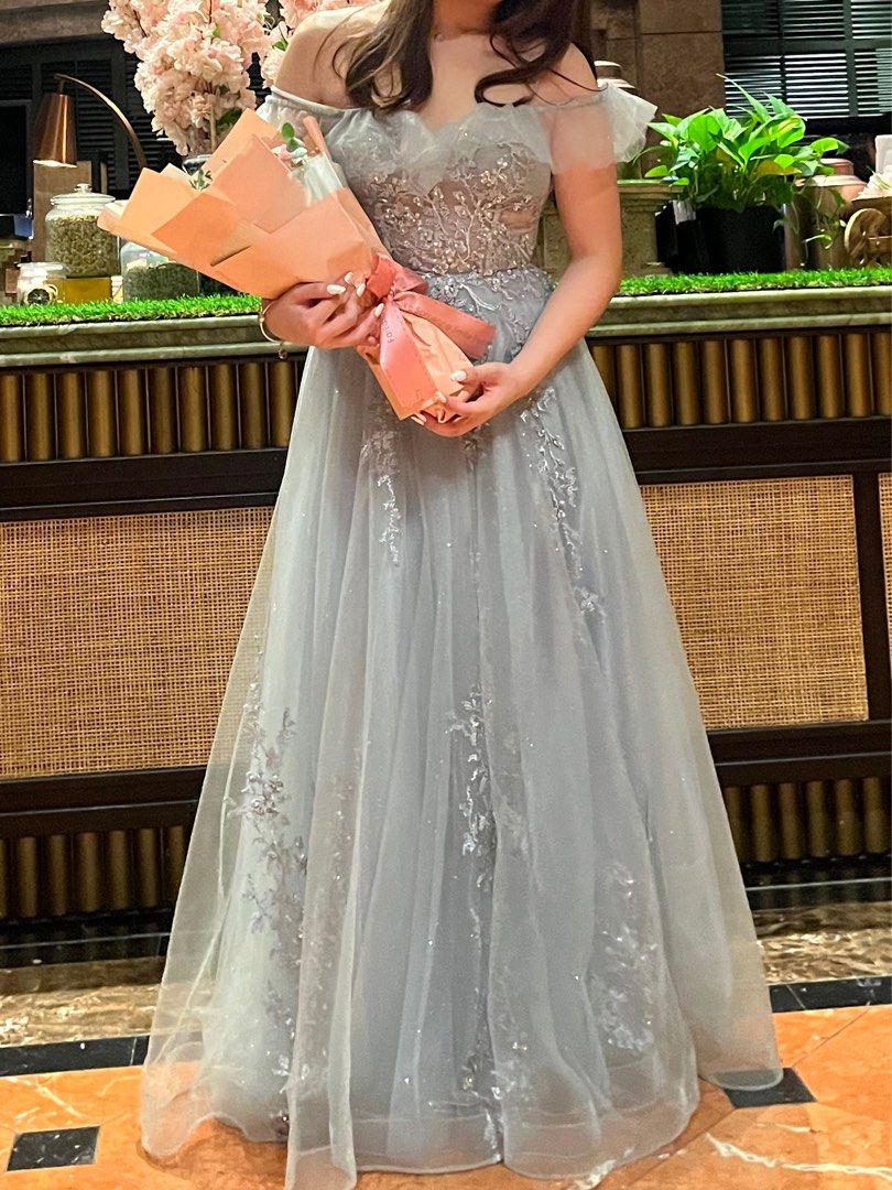 open lace back dress Royal Blue Beaded Appliques Mermaid Velvet Slit Long Train Prom Dress main image 1