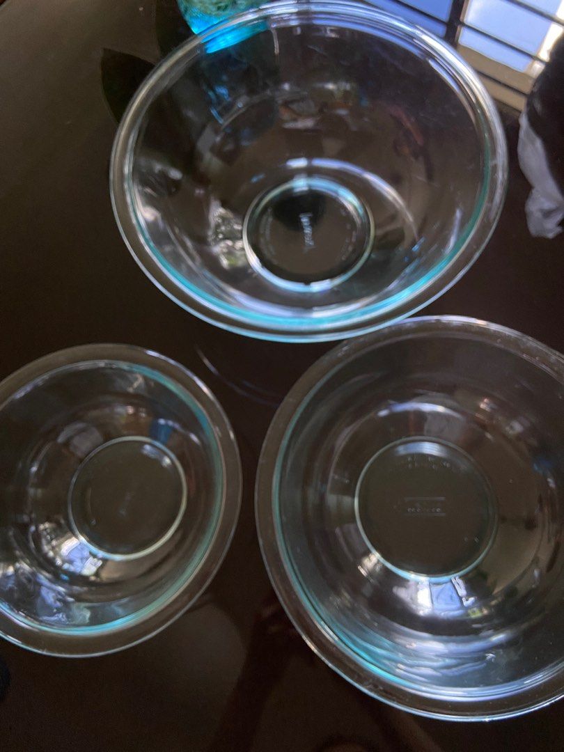 Pyrex Glass Mixing Bowls Set of 3, Furniture & Home Living