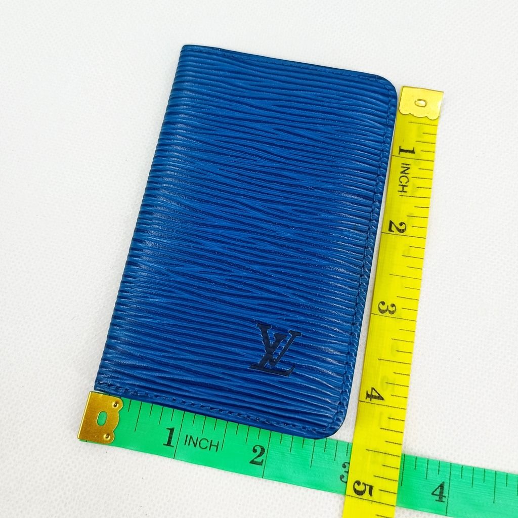 rare LOUIS VUITTON blue bi fold small wallet card holder epi