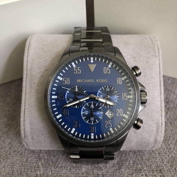 READY STOCK ORIGINAL MICHAEL KORS GAGE CHRONOGRAPH BLUE DIAL