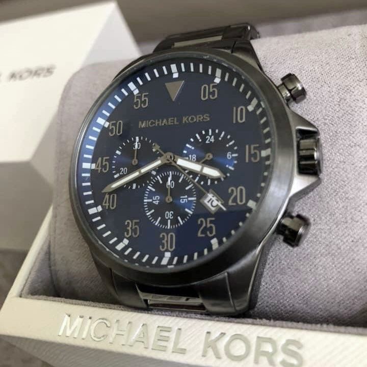 READY STOCK ORIGINAL MICHAEL KORS GAGE CHRONOGRAPH BLUE DIAL