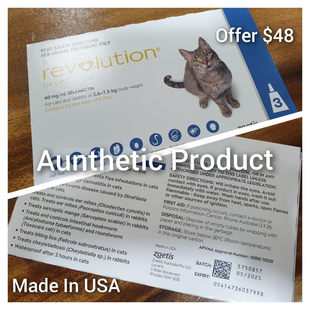 Revolution for cats Aunthetic Made Is USA Expired 05/2025 3 tubes kill