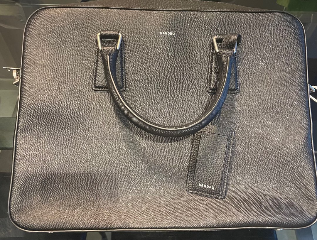 Sandro slim leather briefcase, Men's Fashion, Bags, Briefcases on Carousell