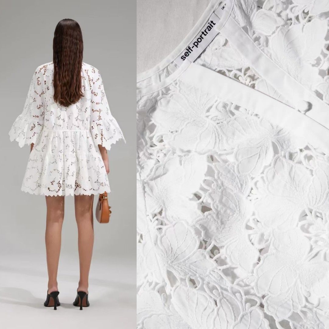 self portrait white dress long sleeve