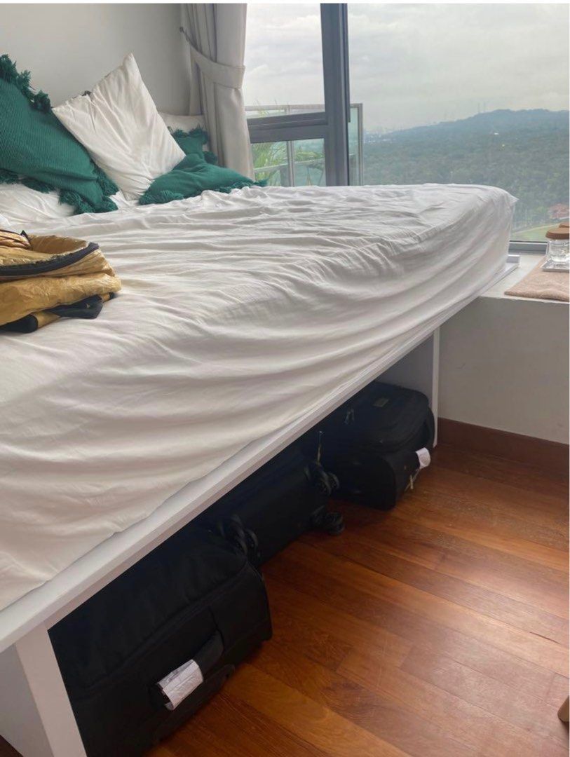 Space saving window bay bed frame + mattress, Furniture & Home Living