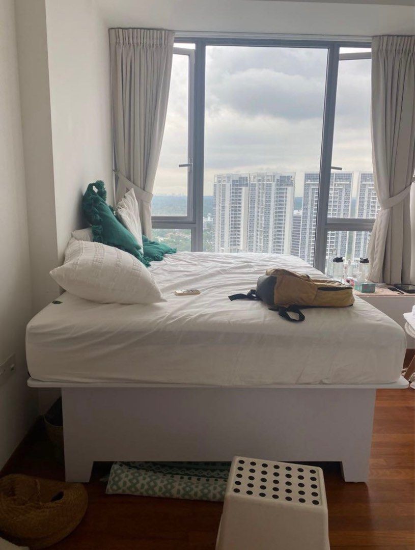 Space saving window bay bed frame + mattress, Furniture & Home Living