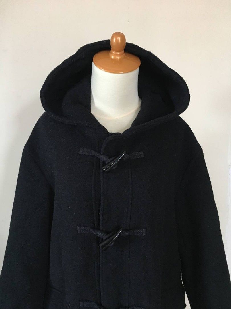 Spao Long Coat Pria Bahan Wool Hoodie model kimtan warna hitam