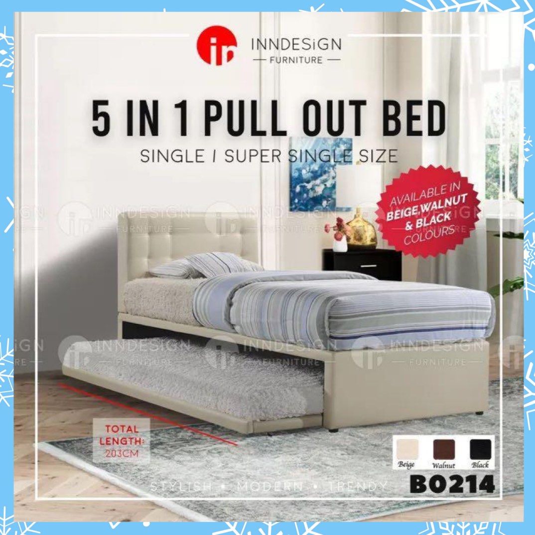 ss / single Size Bed Frame with pull out bed/ mattress optional