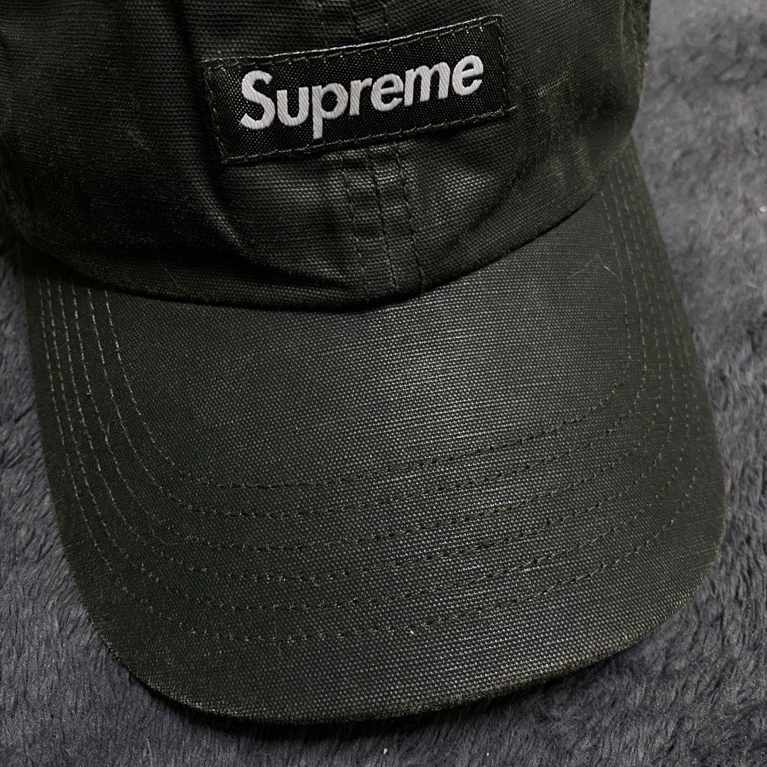 Supreme Small Box Coated Linen 6-Panel black ss22黑色六分割六片帽