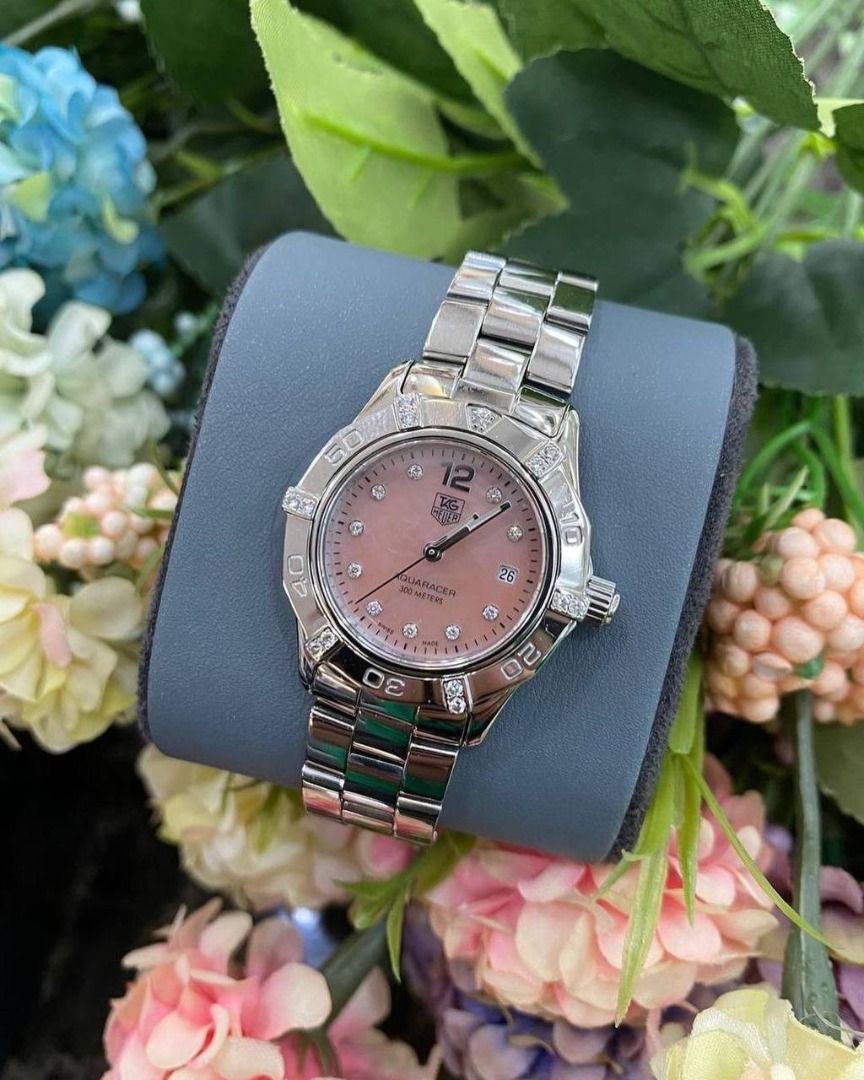 Tag Heuer Lady Aquaracer Pink Mother Of Pearl Diamond Ref Waf141h