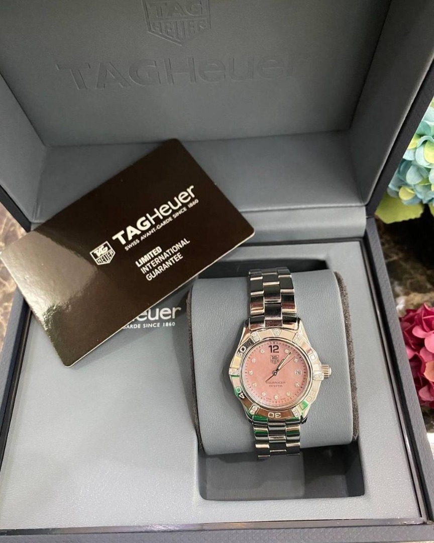 Tag heuer aquaracer ladies pink outlet mother of pearl
