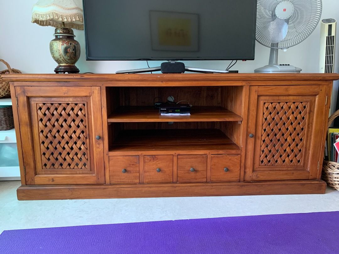Teak TV console credenza, Furniture & Home Living, Furniture, TV