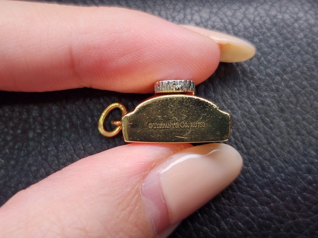 Tiffany Co. 18K Gold Diamond Camera Charm Pendant
